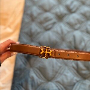 Brown Leather Belt with Gold Buckle